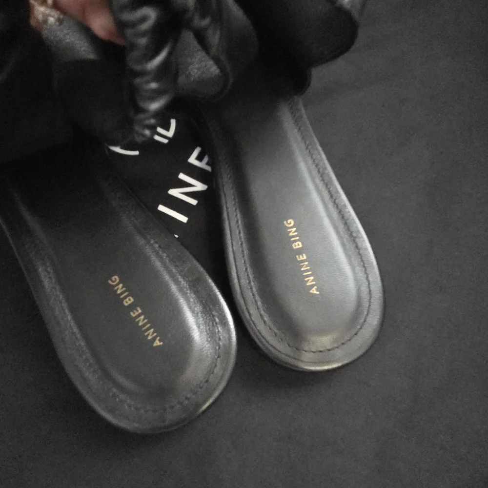 Anine Bing Hilda Slingback Black Leather Flats - Picture 8 of 12